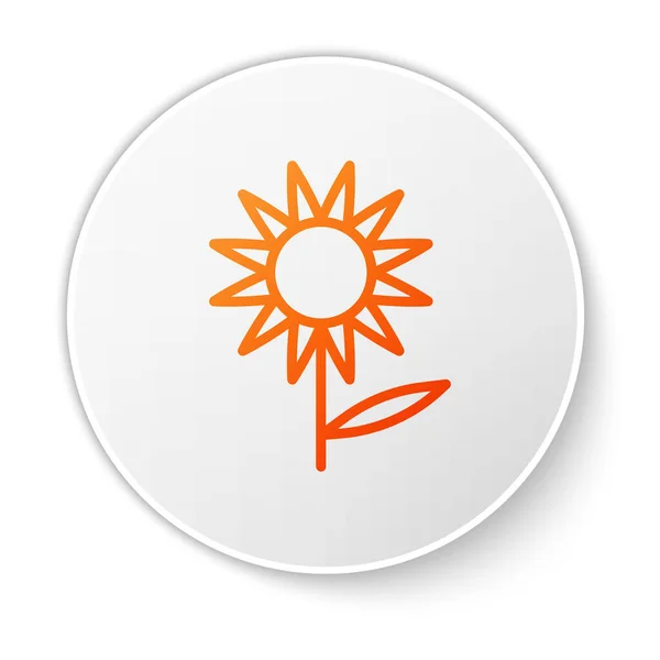 Orange Line Sunflower Icon Isolated White Background White Circle Button — Stock Vector