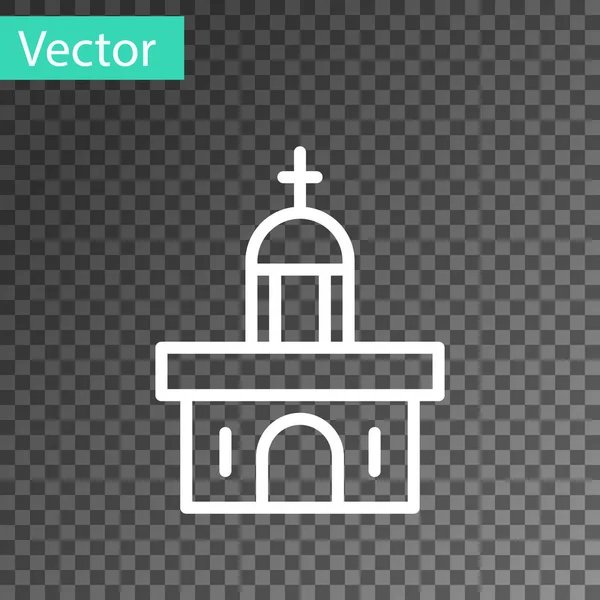 Witte Lijn Kerk Gebouw Pictogram Geïsoleerd Transparante Achtergrond Christelijke Kerk — Stockvector