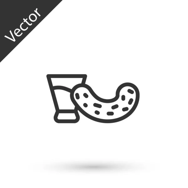 Vidrio Línea Gris Con Vodka Pepino Icono Aislado Sobre Fondo — Vector de stock