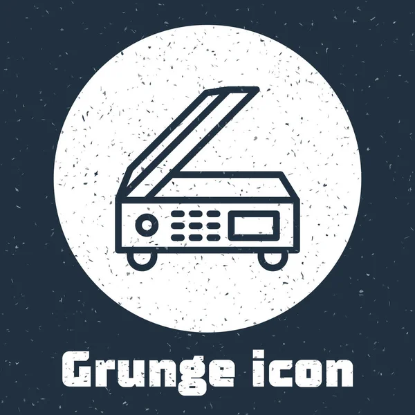 Grunge Line Scanner Icon Isoliert Auf Grauem Hintergrund Scannen Von — Stockvektor