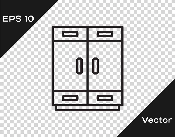 Ligne Noire Icône Garde Robe Isolé Sur Fond Transparent Vecteur — Image vectorielle