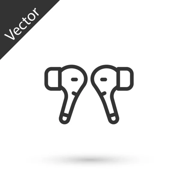 Icono Auriculares Air Línea Gris Aislado Sobre Fondo Blanco Soporte — Vector de stock