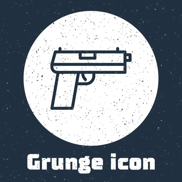 Línea Grunge Icono Pistola Pistola Aislado Sobre Fondo Gris Pistola — Vector de stock