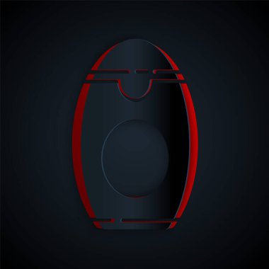 Siyah arka planda izole edilmiş bir şişe şampuan. Kağıt sanatı tarzı. Vektör İllüstrasyonu.