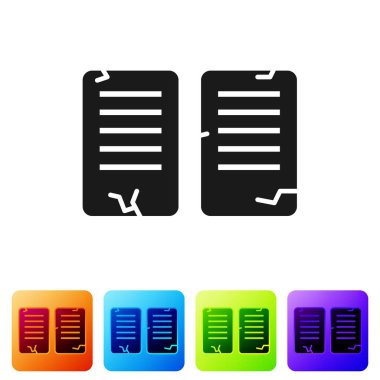 Siyah Emirler simgesi beyaz arkaplanda izole edildi. Tanrılar hukuku kavramı. Renkli kare düğmelerle simgeleri ayarla. Vektör İllüstrasyonu.