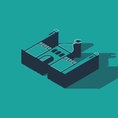 İznik Müslüman Cami simgesi yeşil arka planda izole edilmiş. Vektör İllüstrasyonu.