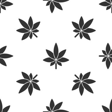 Gri Tıbbi marihuana ya da kenevir yaprağı ikonu beyaz arka planda izole edilmiş pürüzsüz desen. Kenevir sembolü. Vektör İllüstrasyonu.