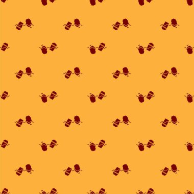 Kırmızı, okyanus ikonunun kirliliği sorunu kahverengi arka planda izole edilmiş pürüzsüz desen. Çöpler, plastikler, denizdeki poşetler. Vektör İllüstrasyonu.