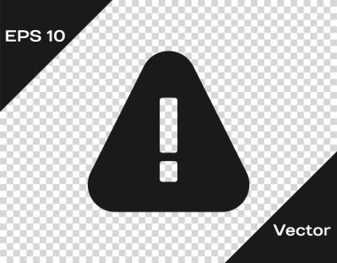 Şeffaf arkaplanda izole edilmiş üçgen simgesindeki siyah ünlem. Tehlike uyarısı, dikkat, dikkat, tehlike uyarısı. Vektör.