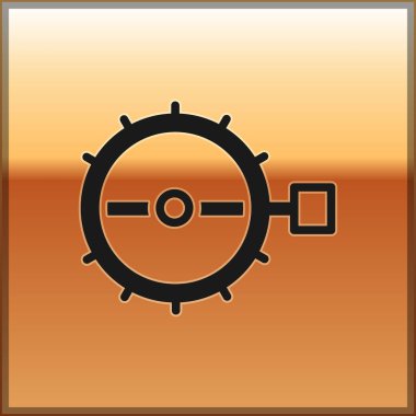 Siyah Tuzak av ikonu altın arka planda izole edildi. Vektör.