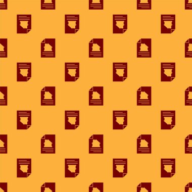 Red House 'un sözleşme ikonu kahverengi arka planda izole edilmiş pürüzsüz desen. Sözleşme oluşturma hizmeti, belge oluşumu, başvuru formu bileşimi. Vektör.