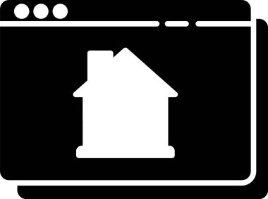 Tarayıcı simgesindeki Black Online emlak evi beyaz arka planda izole edilmiş. Ev kredisi konsepti, kira, satın alma, mülk alma. Vektör.