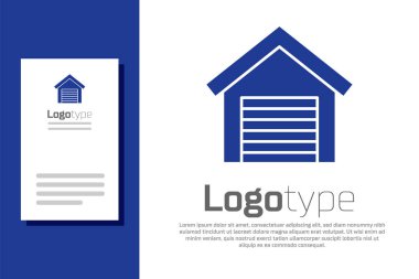 Mavi Garaj simgesi beyaz arkaplanda izole edildi. Logo tasarım şablonu elemanı. Vektör.