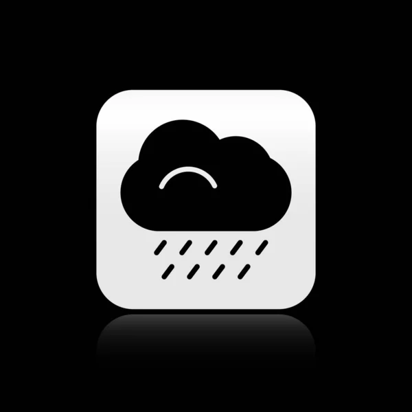 Nube Negra Con Icono Lluvia Aislado Sobre Fondo Negro Precipitación — Archivo Imágenes Vectoriales