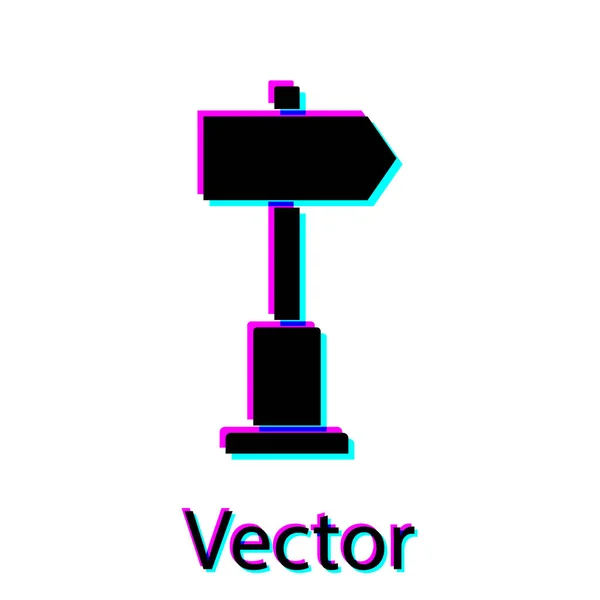 Schwarzes Verkehrszeichen Wegweiser Symbol Isoliert Auf Weißem Hintergrund Zeigersymbol Straßeninformationsschild — Stockvektor