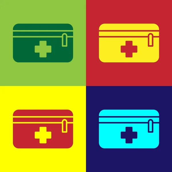 Pop Art First Aid Kit Εικονίδιο Που Απομονώνεται Στο Χρώμα — Διανυσματικό Αρχείο