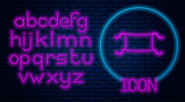 Ragyogó Neon Orvosi Védő Maszk Ikon Elszigetelt Téglafal Háttér Neonfény — Stock Vector