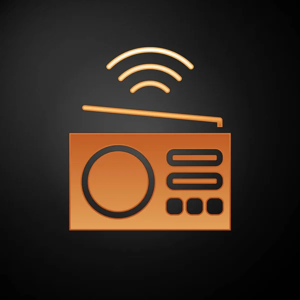 Icono Del Sistema Radio Gold Smart Aislado Sobre Fondo Negro — Archivo Imágenes Vectoriales