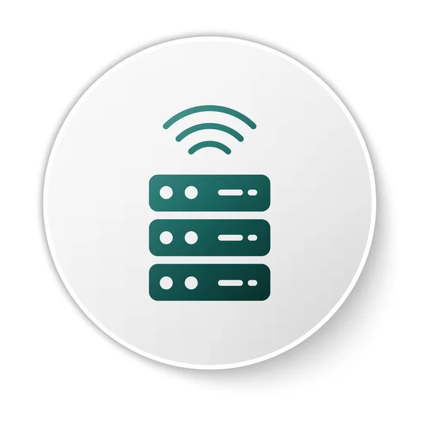 Green Smart Server Data Web Hosting Εικονίδιο Που Απομονώνεται Λευκό — Διανυσματικό Αρχείο