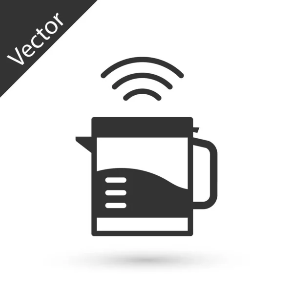 Icono Del Sistema Hervidor Eléctrico Grey Smart Aislado Sobre Fondo — Vector de stock