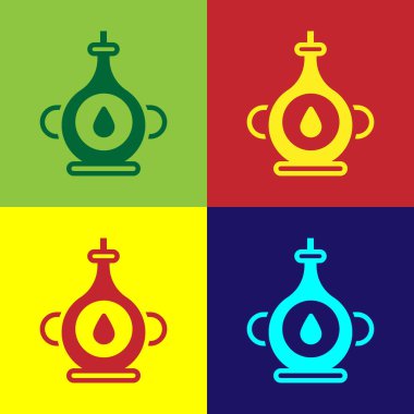 Pop Art Petrol Şişesi simgesi renk arkaplanında izole edilmiş. Vektör.