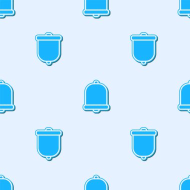 Mavi çizgi kilise ikonu gri arka planda pürüzsüz desen izole etti. Alarm sembolü, servis zili, el zili işareti, uyarı sembolü. Vektör İllüstrasyonu.