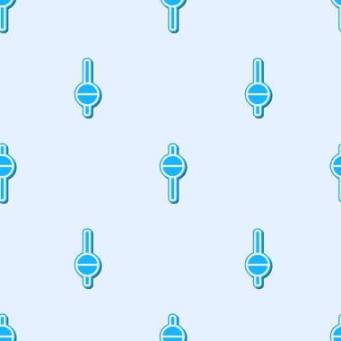 Mavi çizgi Balıkçılık simgesi gri arkaplanda izole edilmiş pürüzsüz desen. Balık oltası. Vektör.