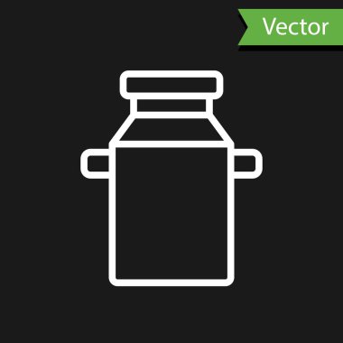 Siyah arkaplanda beyaz çizgi kutu süt ikonu izole edildi. Vektör.