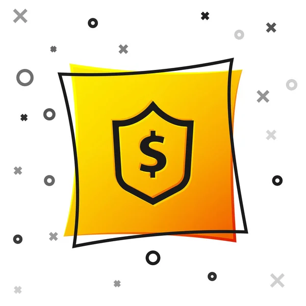 Escudo Preto Com Ícone Símbolo Dólar Isolado Fundo Branco Proteção — Vetor de Stock