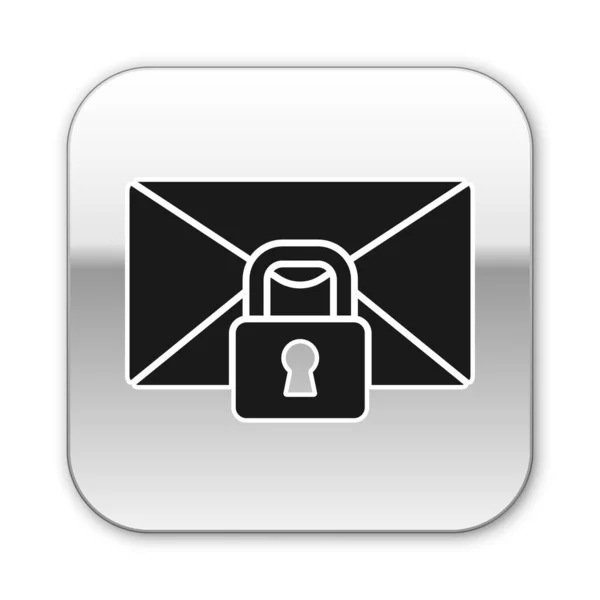 Black Mail Message Verrouiller Mot Passe Icône Isolée Sur Fond — Image vectorielle