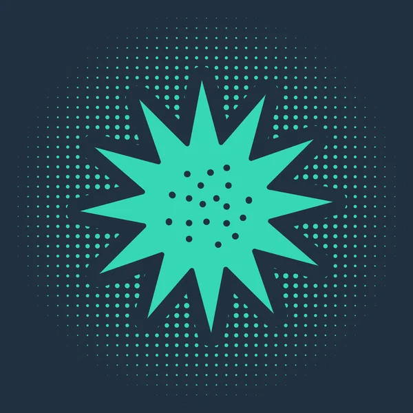 Zelené Moře Ježek Ikona Izolované Modrém Pozadí Abstraktní Kruh Náhodných — Stockový vektor