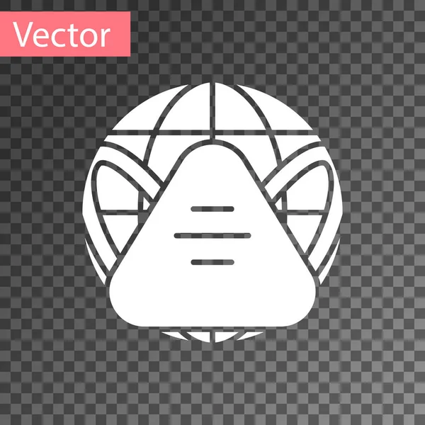 Witte Aardbol Met Medisch Masker Icoon Geïsoleerd Transparante Achtergrond Vector — Stockvector