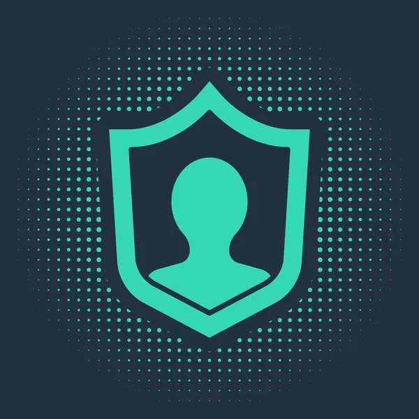 Green Life Insurance Shield Icon Isolated Blue Fone Безопасность Безопасность — стоковый вектор