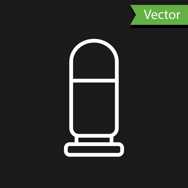 Weiße Linie Bullet Symbol Isoliert Auf Schwarzem Hintergrund Vektor — Stockvektor