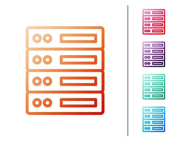 Linha Vermelha Servidor Dados Ícone Hospedagem Web Isolado Fundo Branco — Vetor de Stock