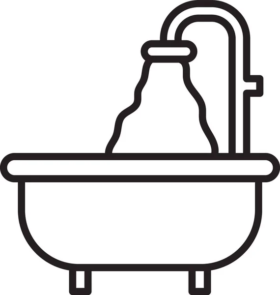 黑线浴缸图标隔离在白色背景 — 图库矢量图片