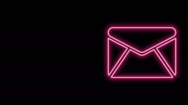 Parlayan neon hattı Zarf simgesi siyah arkaplanda izole edildi. E- posta mektup sembolü. 4K Video hareketli grafik canlandırması