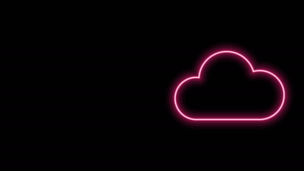 Gloeiende neon lijn Cloud icoon geïsoleerd op zwarte achtergrond. 4K Video motion grafische animatie — Stockvideo