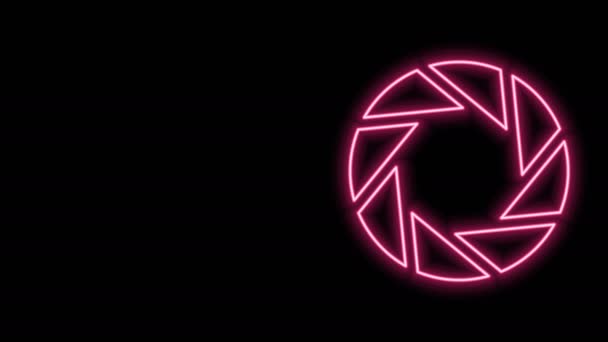 Leuchtendes Neon Line Kamerasystem isoliert auf schwarzem Hintergrund. 4K Video Motion Grafik Animation — Stockvideo