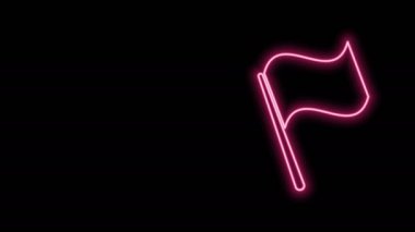 Parlayan neon çizgisi simgesi siyah arkaplanda izole edildi. 4K Video hareketli grafik canlandırması