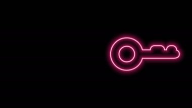 Parlayan neon çizgisi simgesi siyah arkaplanda izole edildi. 4K Video hareketli grafik canlandırması