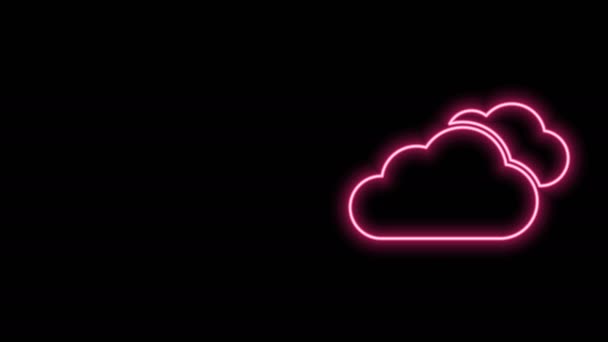 Светящаяся неоновая линия Значок облака изолирован на черном фоне. Видеографическая анимация 4K — стоковое видео