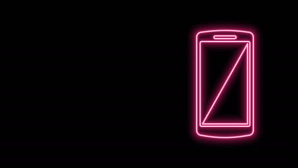 Świecąca neonowa linia Smartfon, ikona telefonu komórkowego odizolowana na czarnym tle. 4K Animacja graficzna ruchu wideo — Wideo stockowe