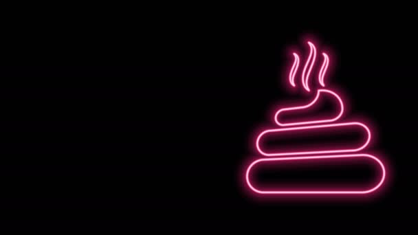 Scintillant néon ligne merde icône isolée sur fond noir. Animation graphique de mouvement vidéo 4k — Video