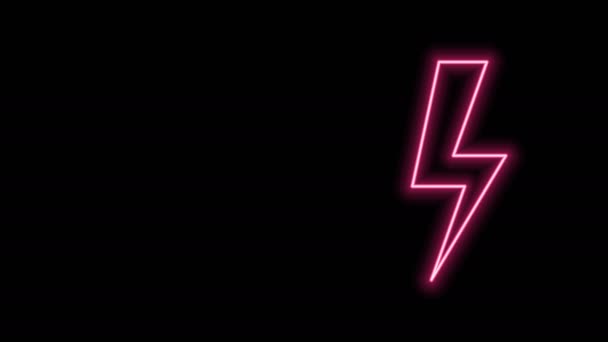 Glowing neon line Lightning bolt icon isolated on black background. Flash icon. Charge flash icon. Thunder bolt. Lighting strike. 4K Video motion graphic animation — Stock Video