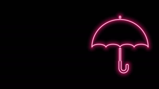 Glödande neon linje Umbrella ikon isolerad på svart bakgrund. 4K Video motion grafisk animation — Stockvideo