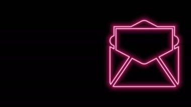Parlayan neon hattı E- posta simgesi ve e- posta simgesi siyah arkaplanda izole edildi. Zarf sembolü e-postası. E- posta kodu. 4K Video hareketli grafik canlandırması