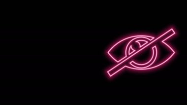 Parlayan neon çizgisi Görünmez veya simge gizleme siyah arkaplan üzerinde izole. 4K Video hareketli grafik canlandırması