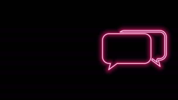 Lumineux néon ligne icône Chat isolé sur fond noir. Symbole des bulles vocales. Animation graphique de mouvement vidéo 4K — Video
