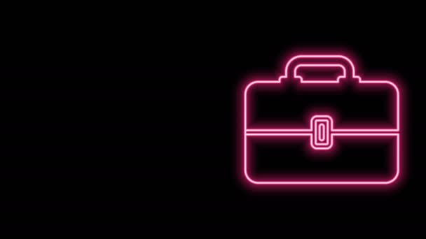 Lumineux néon ligne Toolbox icône isolée sur fond noir. Panneau de boîte à outils. Animation graphique de mouvement vidéo 4K — Video